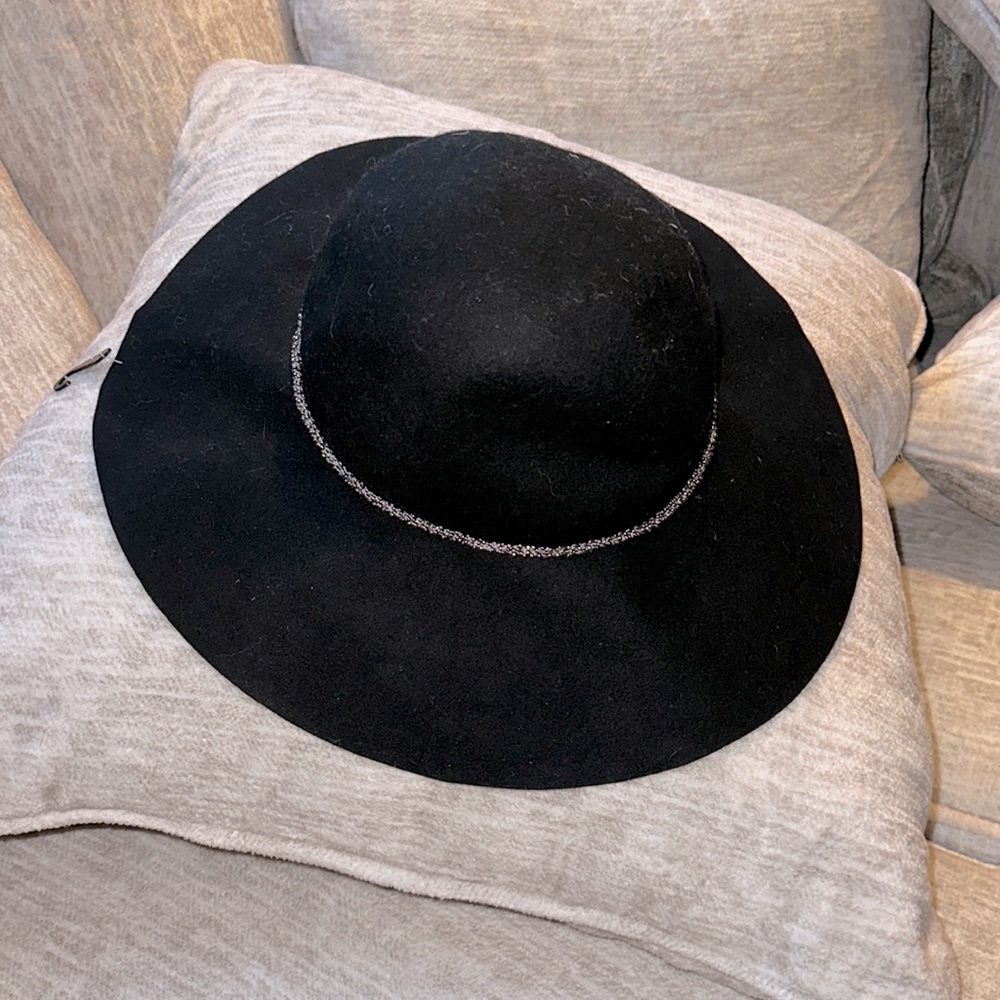 Hat Dark Wool Floppy City Winter Fall Solid Black